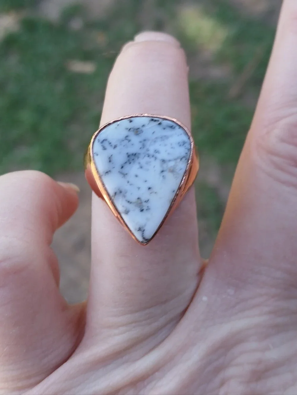 New Men's Dendritic Opal Copper Ring.